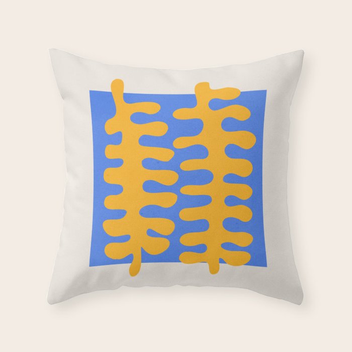 Royal Blue & Supernova: Matisse Paper Leaf Cutouts 02 Throw Pillow Gallery Image 6