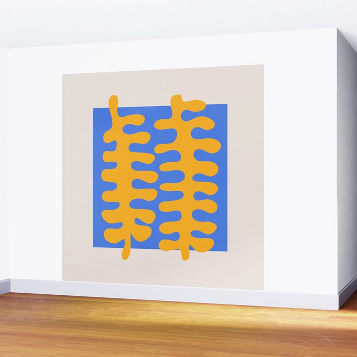 Royal Blue & Supernova: Matisse Paper Leaf Cutouts 02 Wall Mural Gallery Image 2
