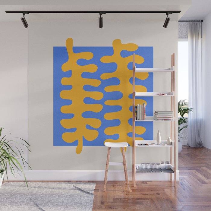 Royal Blue & Supernova: Matisse Paper Leaf Cutouts 02 Wall Mural Gallery Image 1
