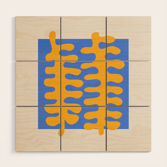 Royal Blue & Supernova: Matisse Paper Leaf Cutouts 02 Wood Wall Art Gallery Image 1