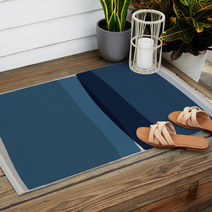 Modern Blue, Blue Painting, Blue Ombre Outdoor Rug Gallery Image 2