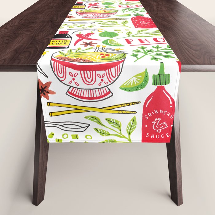 Vietnamese Pho Soup Sriracha Table Runner Gallery Image 1