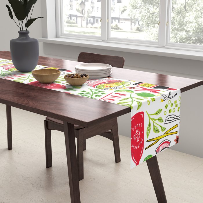 Vietnamese Pho Soup Sriracha Table Runner Gallery Image 2