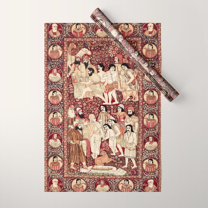 Kerman South Persian Pictorial Rug with Joseph Wrapping Paper Gallery Image 1