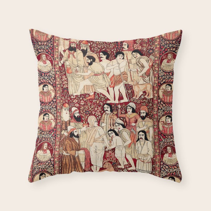 Kerman South Persian Pictorial Rug with Joseph Throw Pillow Gallery Image 6