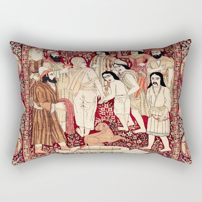 Kerman South Persian Pictorial Rug with Joseph Rectangular Pillow Gallery Image 1
