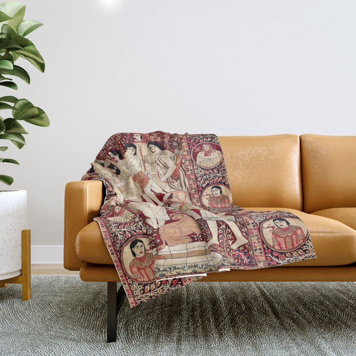 Kerman South Persian Pictorial Rug with Joseph Throw Blanket Gallery Image 1