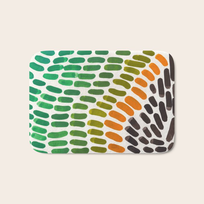 Yellow Teal Green Colorful Watercolor abstract Organic Pattern mid century Modern Minimalist Playful Bath Mat Gallery Image 1