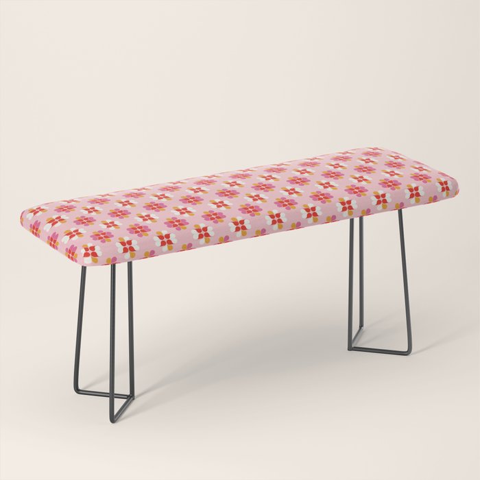 Retro Floral Pattern in Pink, Red, and Orange Bench Gallery Image 1