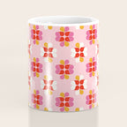 Retro Floral Pattern in Pink, Red, and Orange Coffee Mug Gallery Image 4