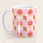 Retro Floral Pattern in Pink, Red, and Orange Coffee Mug Gallery Image 3