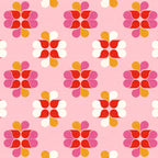 Retro Floral Pattern in Pink, Red, and Orange Coffee Mug Gallery Image 2