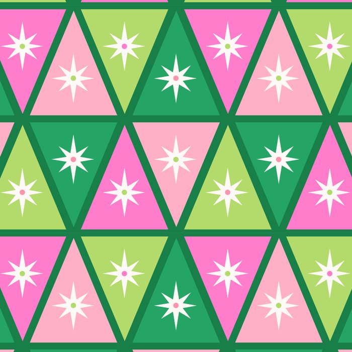 Mid-Century Modern Geometric Christmas Triangles - Green and Pink Coffee Mug Gallery Image 2