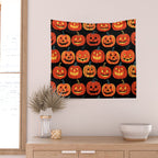 Halloween jack o lantern pumpkin cartoon pattern Wall Tapestry Gallery Image 2