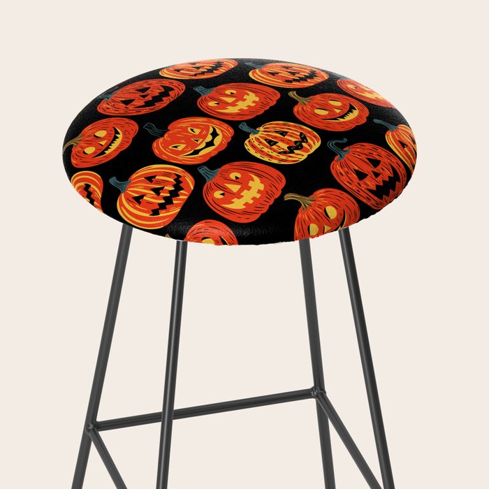 Halloween jack o lantern pumpkin cartoon pattern Stool Gallery Image 2