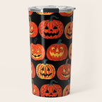 Halloween jack o lantern pumpkin cartoon pattern Travel Mug Gallery Image 1