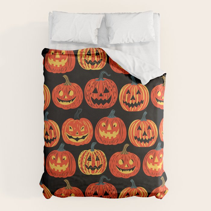 Halloween jack o lantern pumpkin cartoon pattern Duvet Cover Gallery Image 6