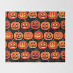 Halloween jack o lantern pumpkin cartoon pattern Throw Blanket Gallery Image 2