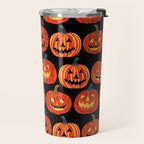 Halloween jack o lantern pumpkin cartoon pattern Travel Mug Gallery Image 2