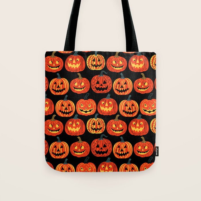 Halloween jack o lantern pumpkin cartoon pattern Tote Bag Gallery Image 1