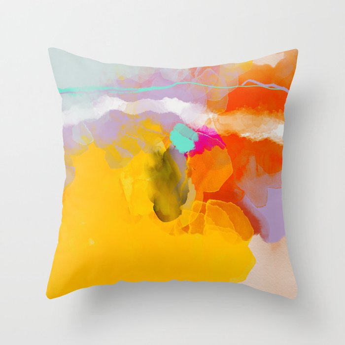 yellow blush abstract Throw Pillow Gallery Image 6