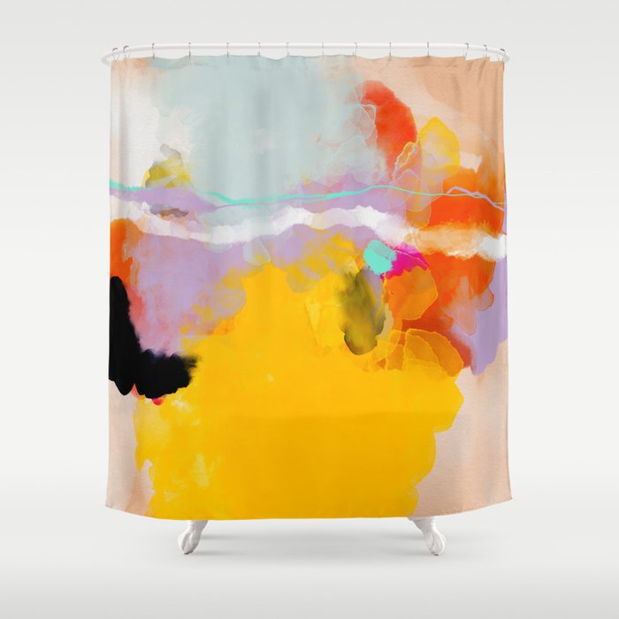 yellow blush abstract Shower Curtain Gallery Image 1