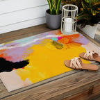 yellow blush abstract Outdoor Rug Gallery Image 2