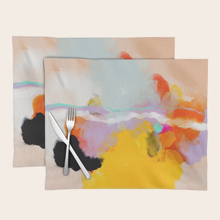 yellow blush abstract Placemat Gallery Image 1