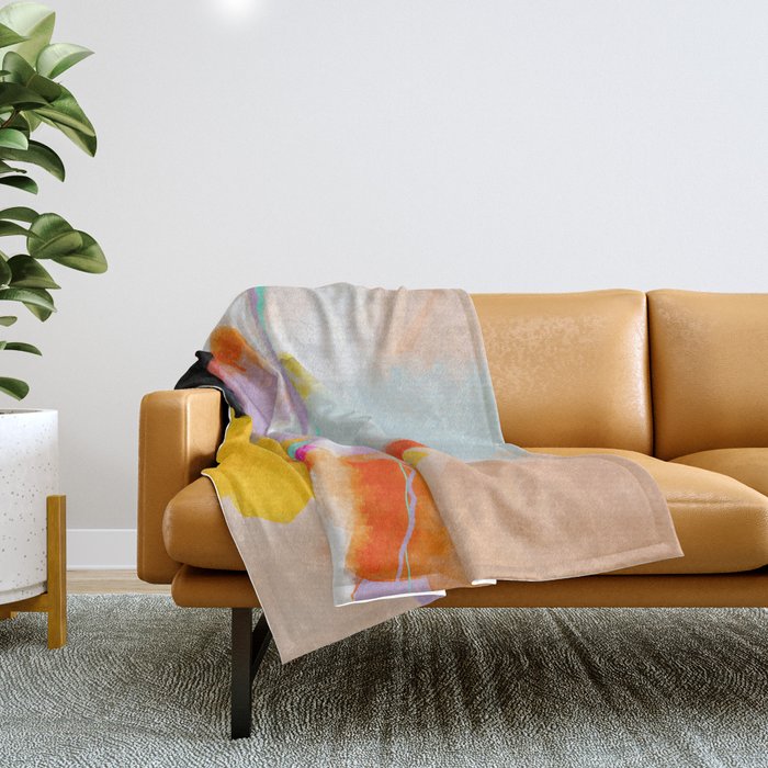 yellow blush abstract Throw Blanket Gallery Image 1