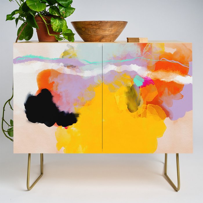 yellow blush abstract Credenza Gallery Image 1