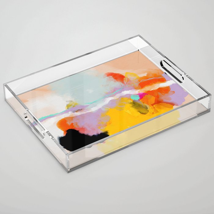 yellow blush abstract Acrylic Tray Gallery Image 1