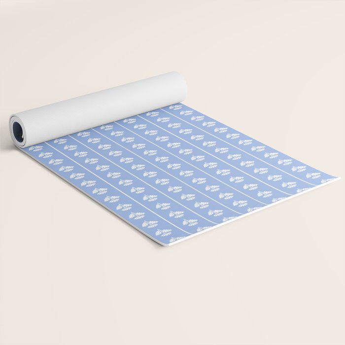 Cozy Vintage Cottage Flowers and Stripes Light Blue and White Pattern Yoga Mat Gallery Image 2