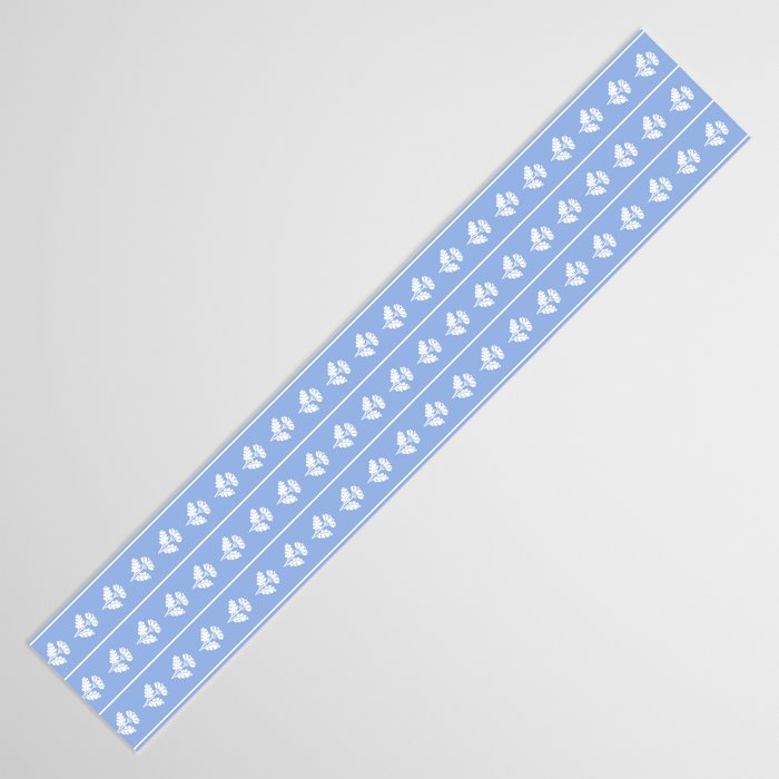 Cozy Vintage Cottage Flowers and Stripes Light Blue and White Pattern Table Runner Gallery Image 3