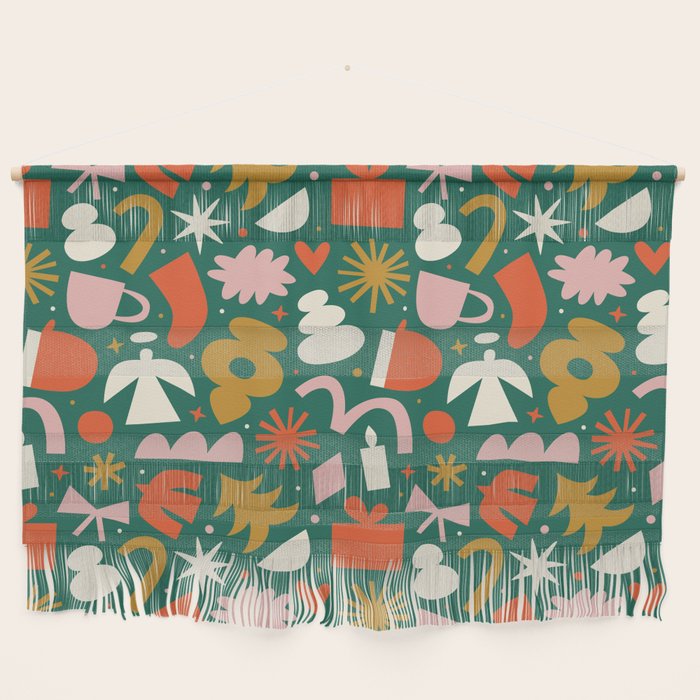 Abstract retro organic christmas shape pattern Wall Hanging Gallery Image 1