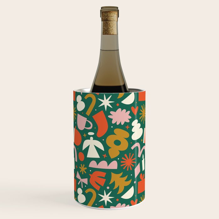 Abstract retro organic christmas shape pattern Wine Chiller Gallery Image 3