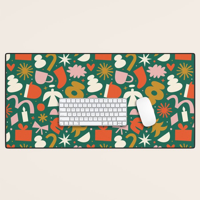 Abstract retro organic christmas shape pattern Desk Mat Gallery Image 1