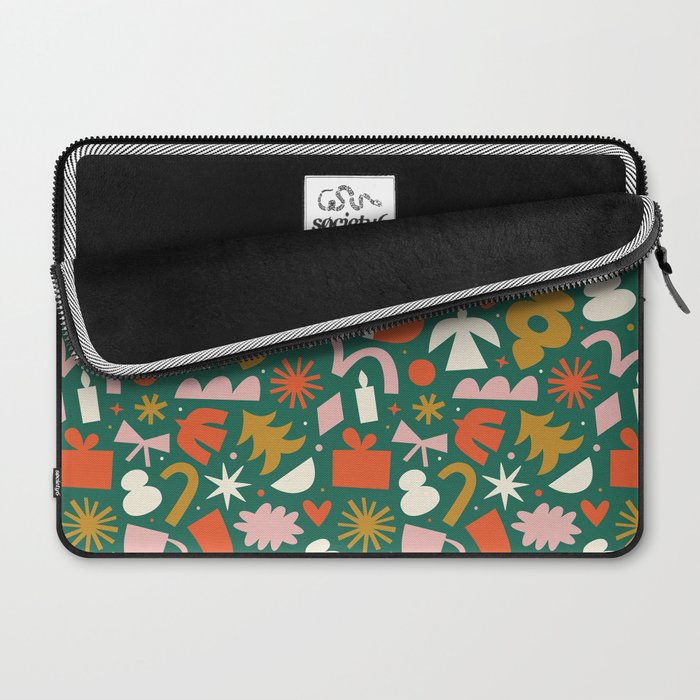 Abstract retro organic christmas shape pattern Laptop Sleeve Gallery Image 2