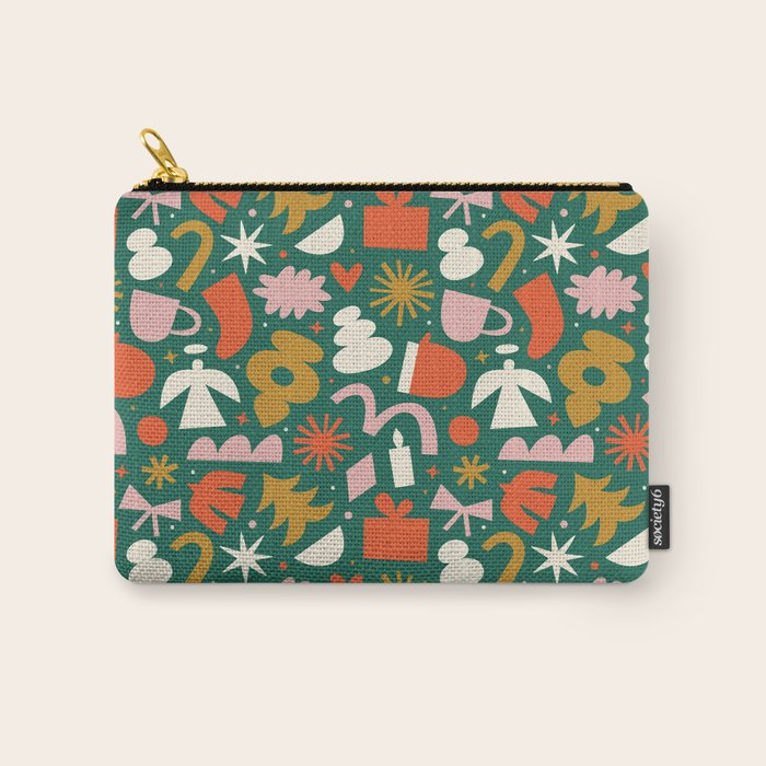 Abstract retro organic christmas shape pattern Carry All Pouch Gallery Image 1