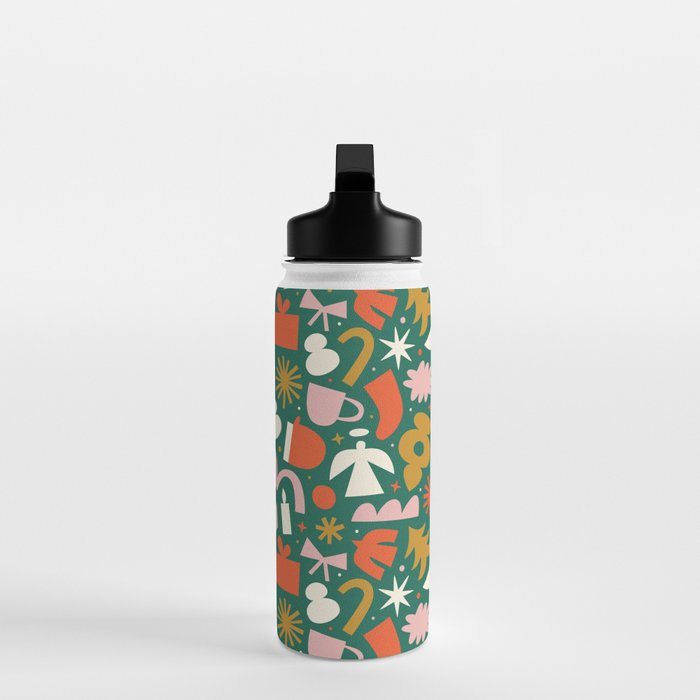 Abstract retro organic christmas shape pattern Water Bottle Gallery Image 3