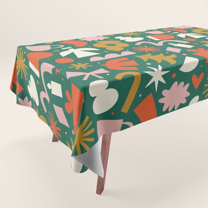 Abstract retro organic christmas shape pattern Tablecloth Gallery Image 1