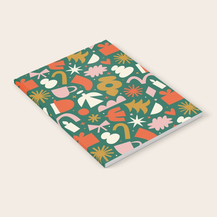 Abstract retro organic christmas shape pattern Notebook Gallery Image 2