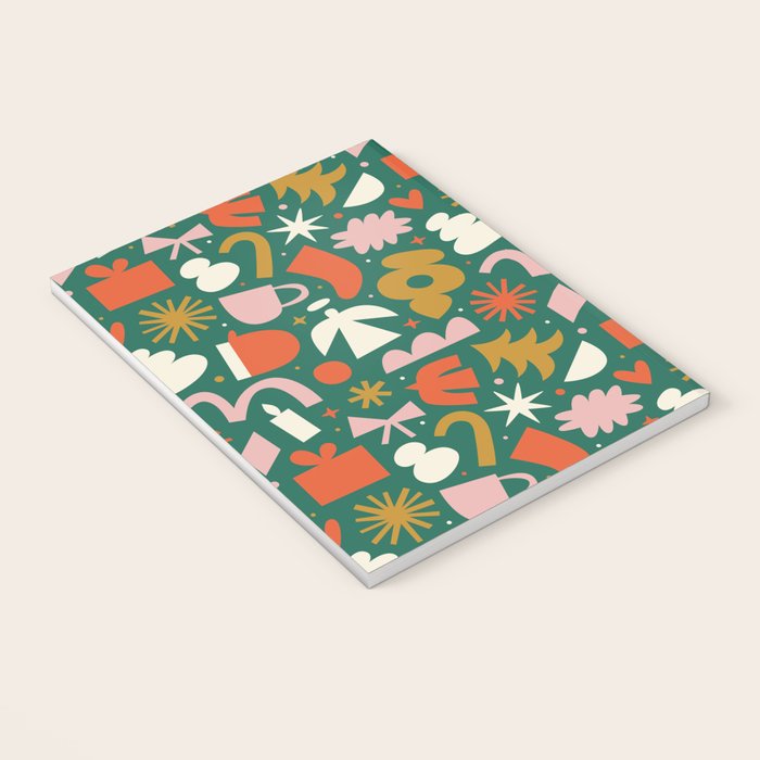 Abstract retro organic christmas shape pattern Notebook Gallery Image 3