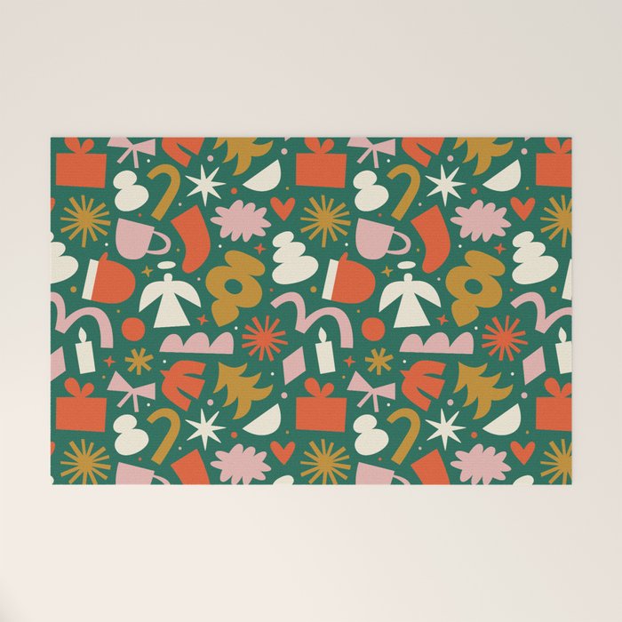 Abstract retro organic christmas shape pattern Welcome Mat Gallery Image 1