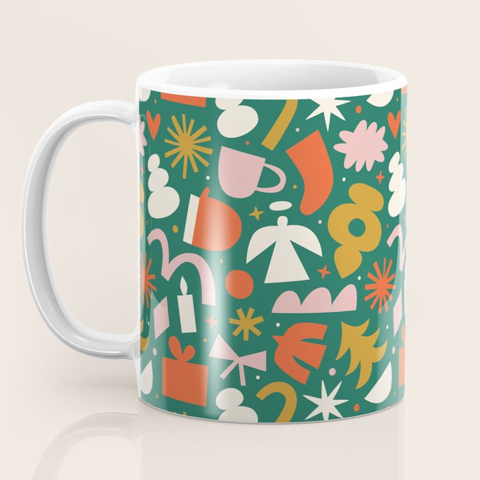 Abstract retro organic christmas shape pattern Coffee Mug Gallery Image 3
