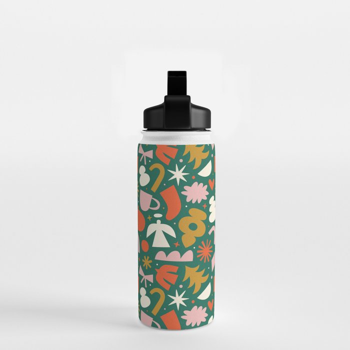 Abstract retro organic christmas shape pattern Water Bottle Gallery Image 2