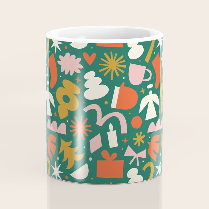 Abstract retro organic christmas shape pattern Coffee Mug Gallery Image 4