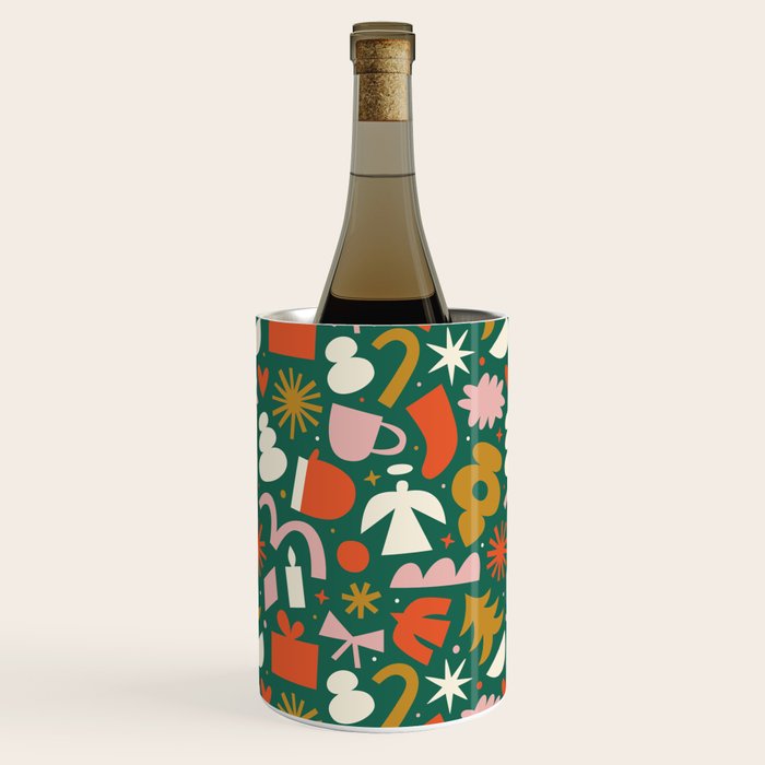 Abstract retro organic christmas shape pattern Wine Chiller Gallery Image 2