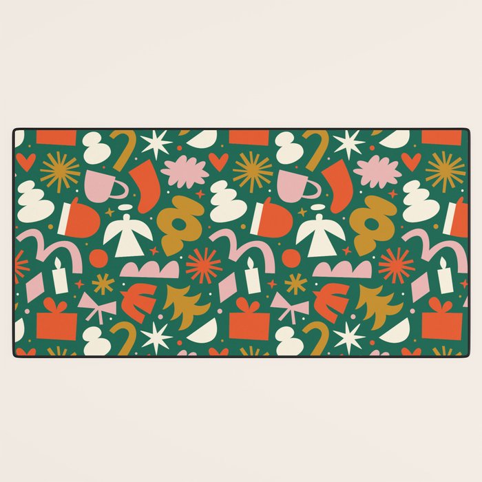 Abstract retro organic christmas shape pattern Desk Mat Gallery Image 3