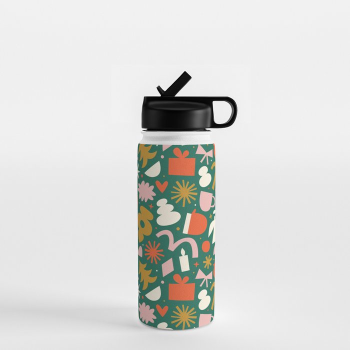 Abstract retro organic christmas shape pattern Water Bottle Gallery Image 1