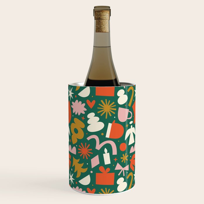 Abstract retro organic christmas shape pattern Wine Chiller Gallery Image 1
